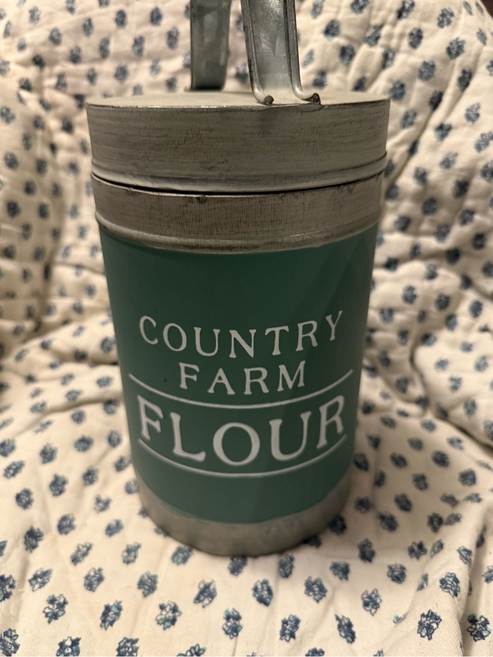 Source Unknown Green Country Farm Flour Canister with Rustic Metal Lid